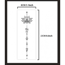 Lotus Flower Waterproof Realistic Temporary Tattoo Sticker, Lasting 1-2 Weeks, for Chest, Semi-Permanent Fake Tattoo