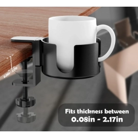Desk Cup Holder , Universal Adjustable Upgraded Arm Clamp Stand for Coffee Mugs, Water Bottles