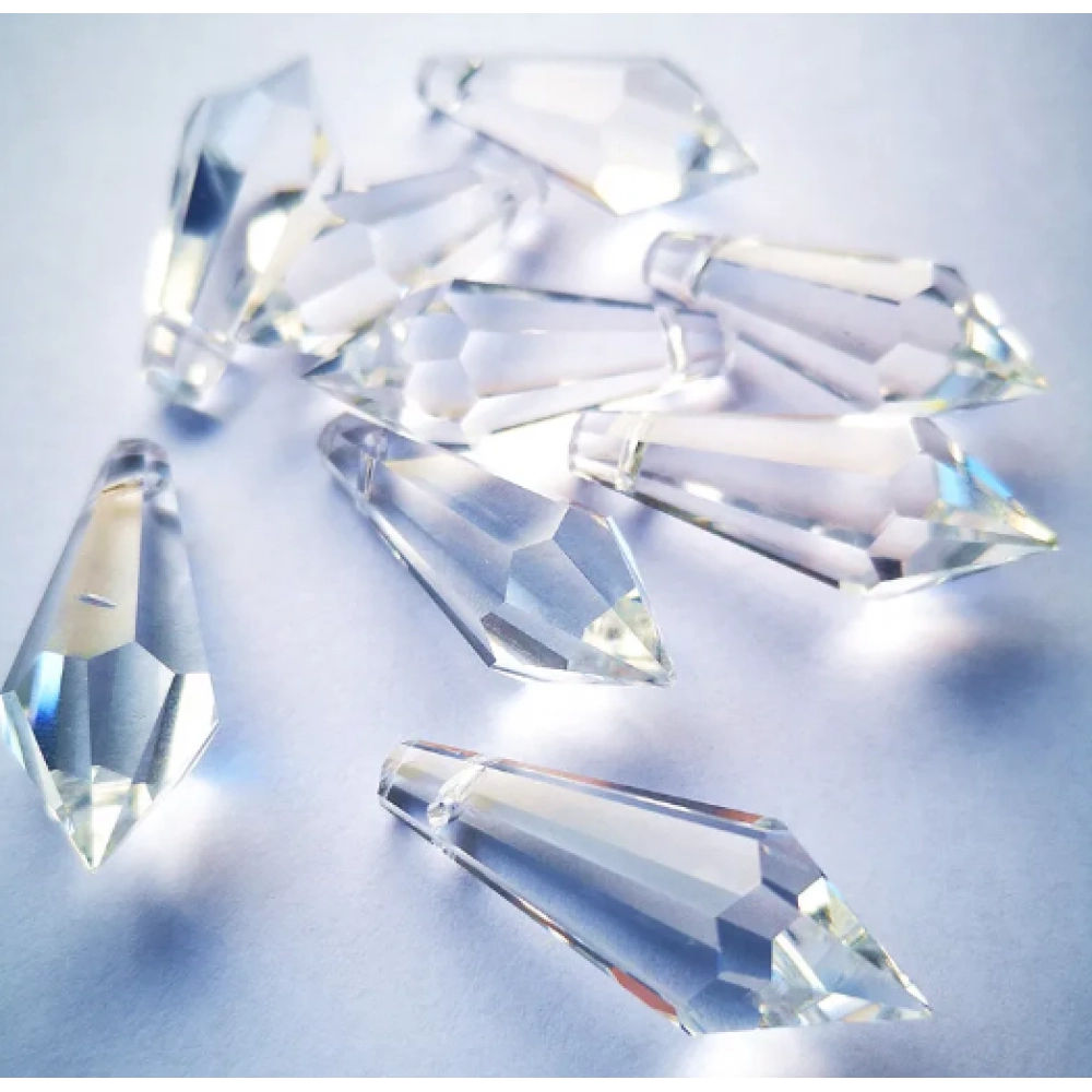 Top Quality 10pcs Clear Crystal Icicle U-drops Chandelier Prisms Glass Lighting Parts (Free Jump Rings) 38mm Curtain Accessories