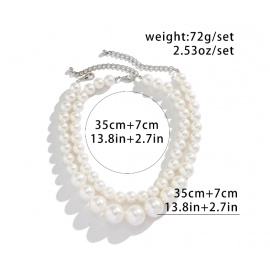 IngeSight.Z Elegant 2pcs/set Imitation Pearl Beaded Choker Necklaces Collar for Women 2023 Wedding Bridal Party Jewelry Gift