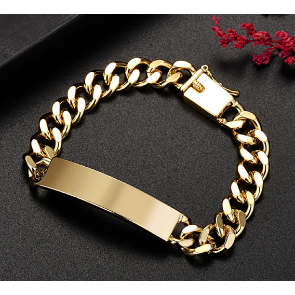 Boutique Jewelry Color Protection Plating 18K True Gold K Gold Noble Luxury Jewelry 10mm Men's and Women's Side Chain Bracelet