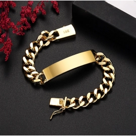 Boutique Jewelry Color Protection Plating 18K True Gold K Gold Noble Luxury Jewelry 10mm Men's and Women's Side Chain Bracelet