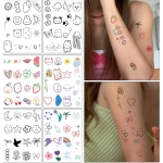 TATTOO 6pcs NewCartoon Pattern Colored Flower Heart Temporary Tattoo Stickers Waterproof Magic Tattoo Disposable Tattoo Stickers